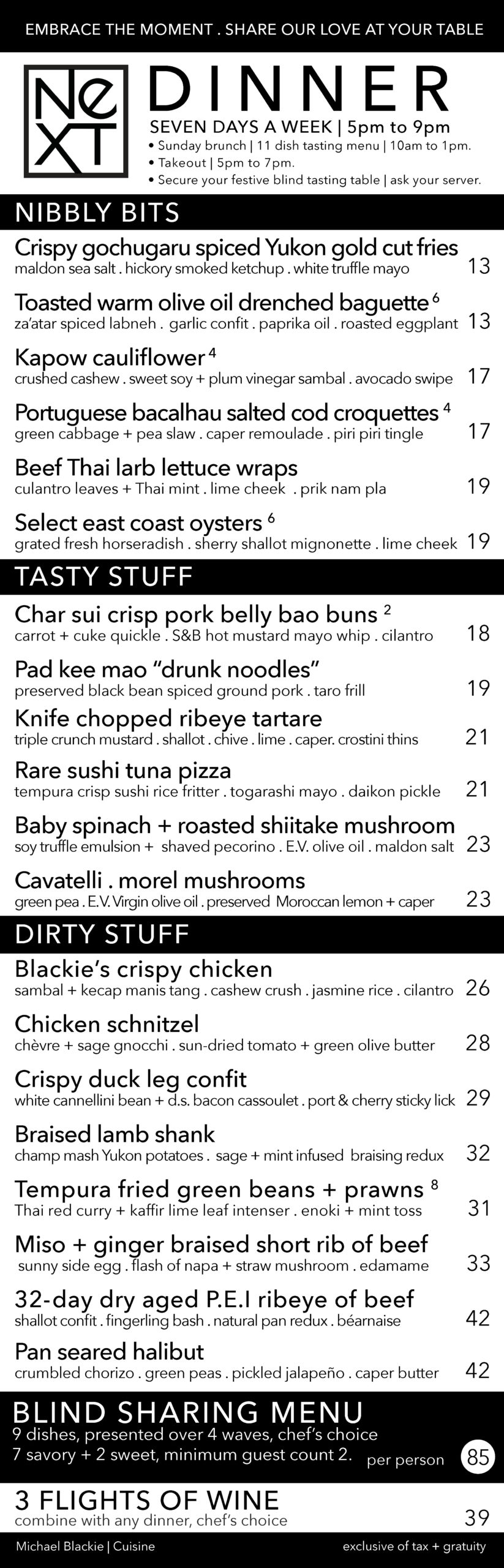 CASUAL DINING MENUS NeXT