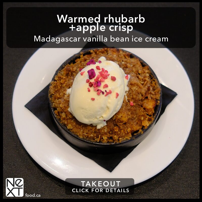 Warmed rhubarb + apple crisp